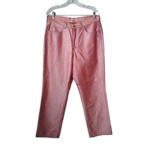 Vintage Reflect Jeans Womens 14 Salmon Pink Straight Wide Leg High Waisted